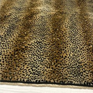 Leopard Print Faux Fur Throw Blanket 51”x51”. And Matching Accent Pillow